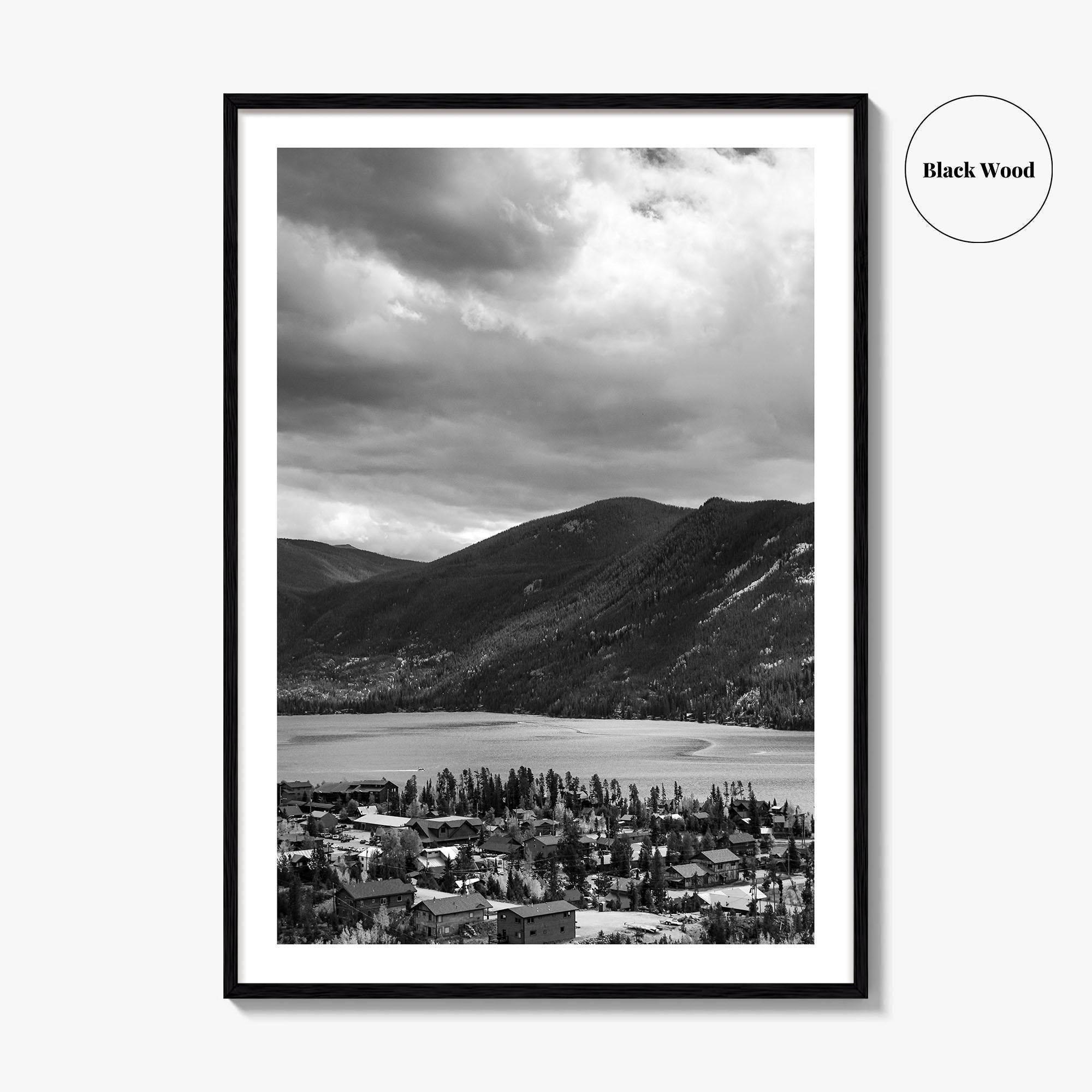 Estes Park Black and White Fine Art Photo Print, Lake Estes, Colorado, RMNP Poster