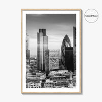 London Skyline Black and White Fine Art Photo Print, England Poster, Financial District