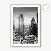 London Skyline Black and White Fine Art Photo Print, England Poster, Financial District