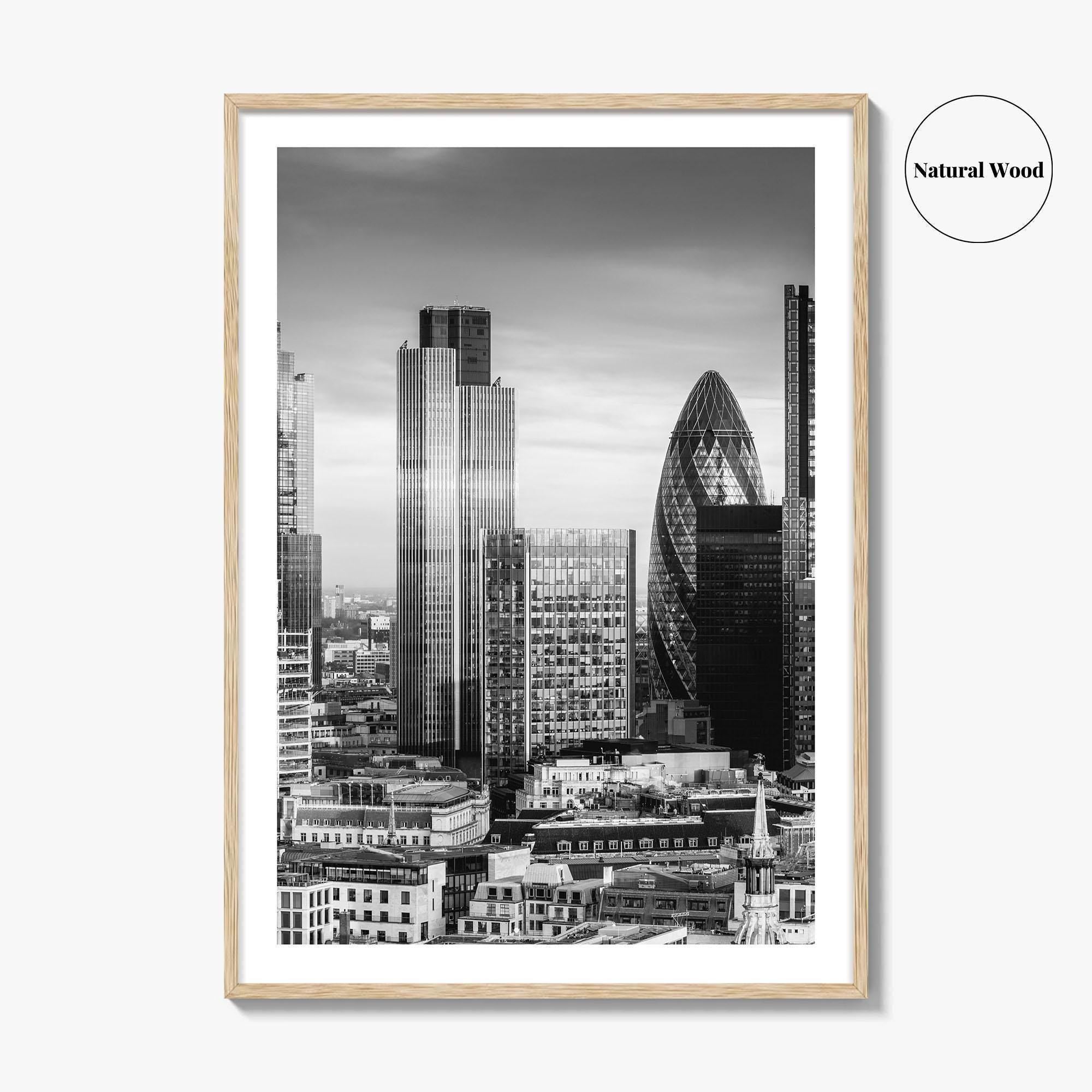 London Skyline Black and White Fine Art Photo Print, England Poster, Financial District