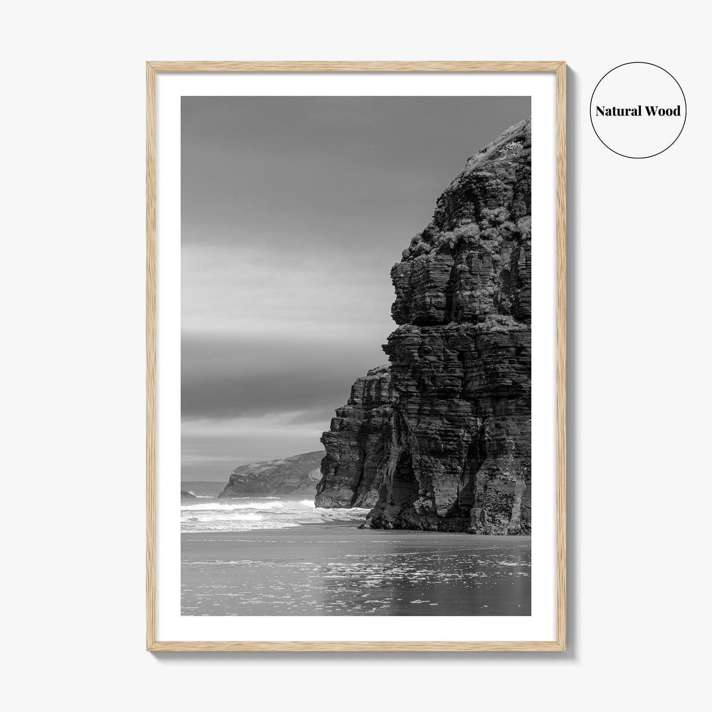 Ballybunion Beach Black and White Fine Art Photo Print, County Kerry Ireland, Cliffs Poster