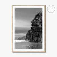 Ballybunion Beach Black and White Fine Art Photo Print, County Kerry Ireland, Cliffs Poster