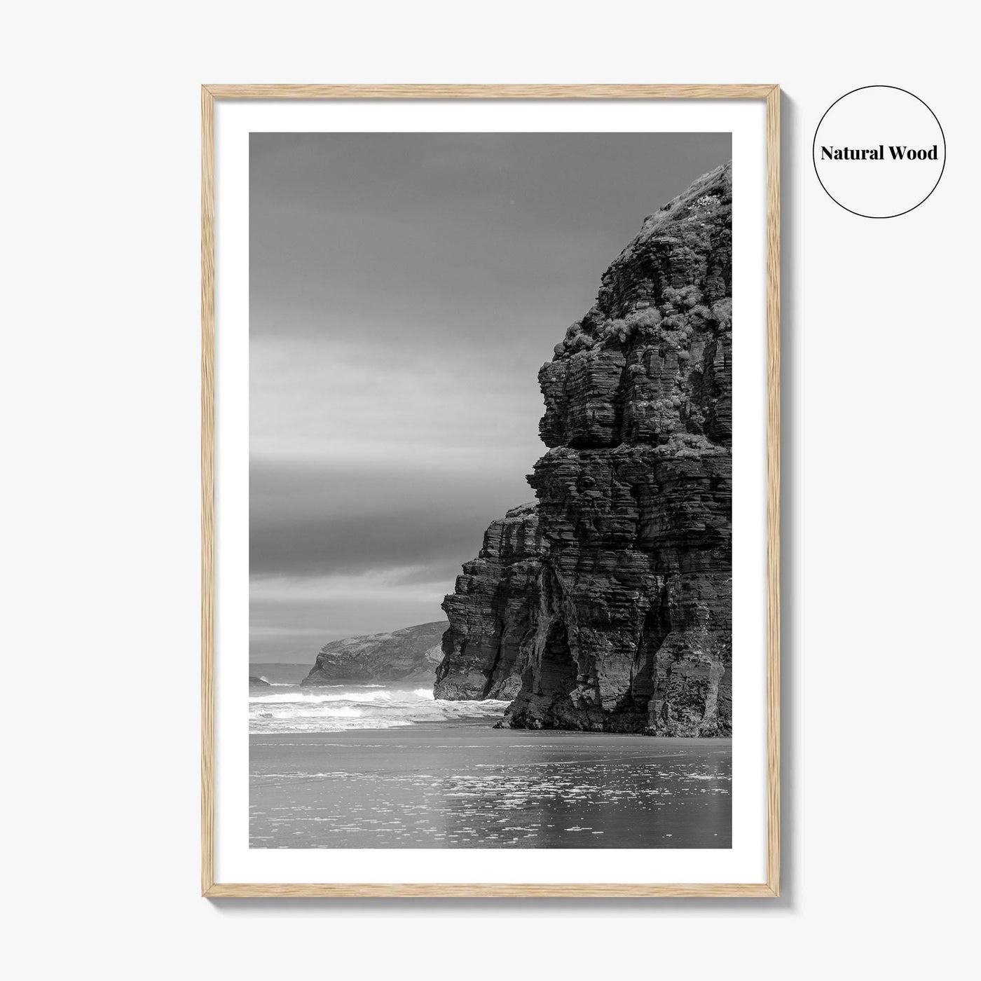 Ballybunion Beach Black and White Fine Art Photo Print, County Kerry Ireland, Cliffs Poster