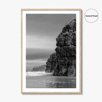 Ballybunion Beach Black and White Fine Art Photo Print, County Kerry Ireland, Cliffs Poster