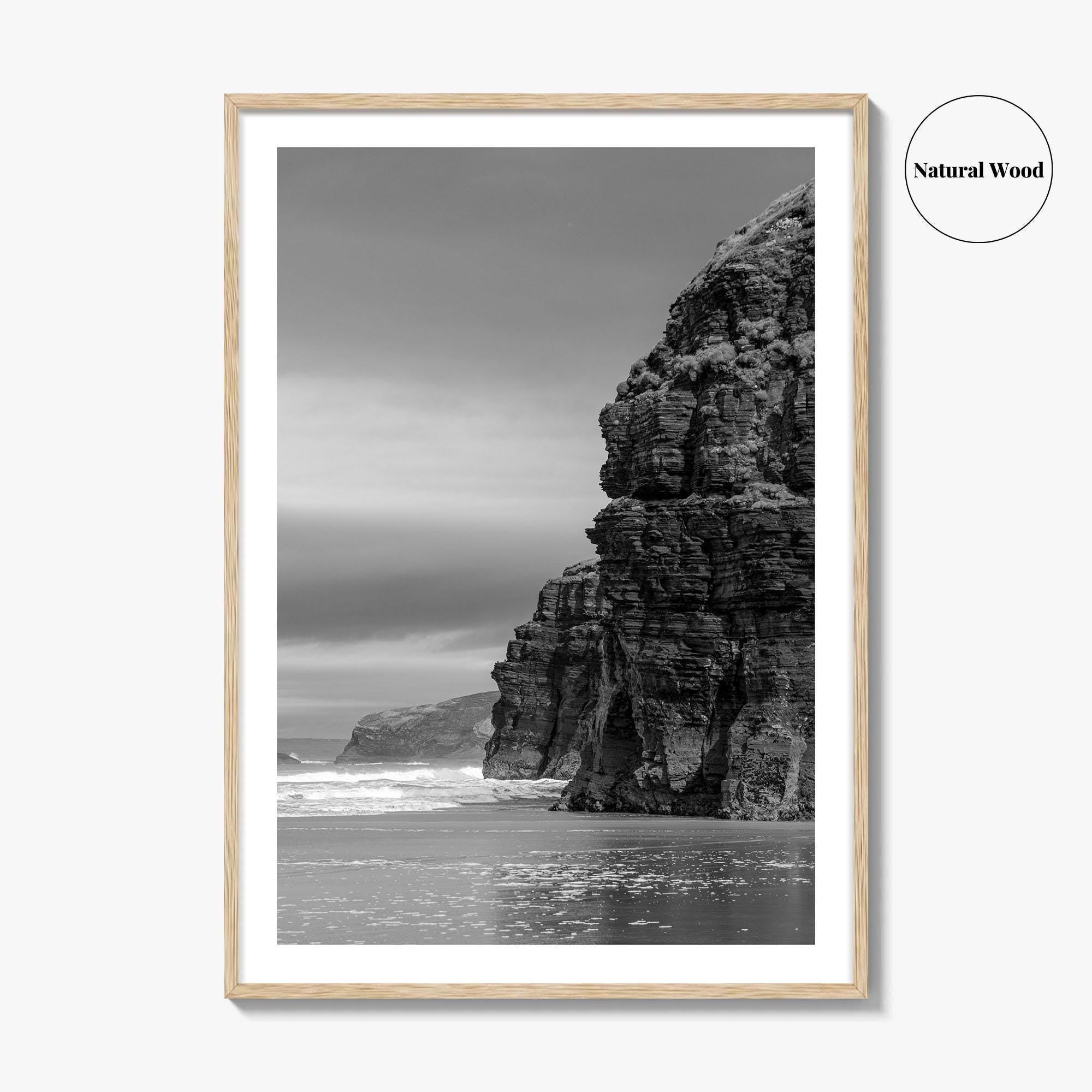 Ballybunion Beach Black and White Fine Art Photo Print, County Kerry Ireland, Cliffs Poster
