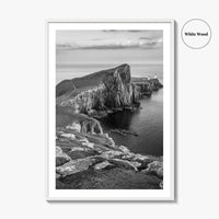 Neist Point Lighthouse Black and White Fine Art Photo Print, Isle of Skye Poster