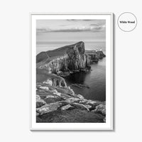 Neist Point Lighthouse Black and White Fine Art Photo Print, Isle of Skye Poster