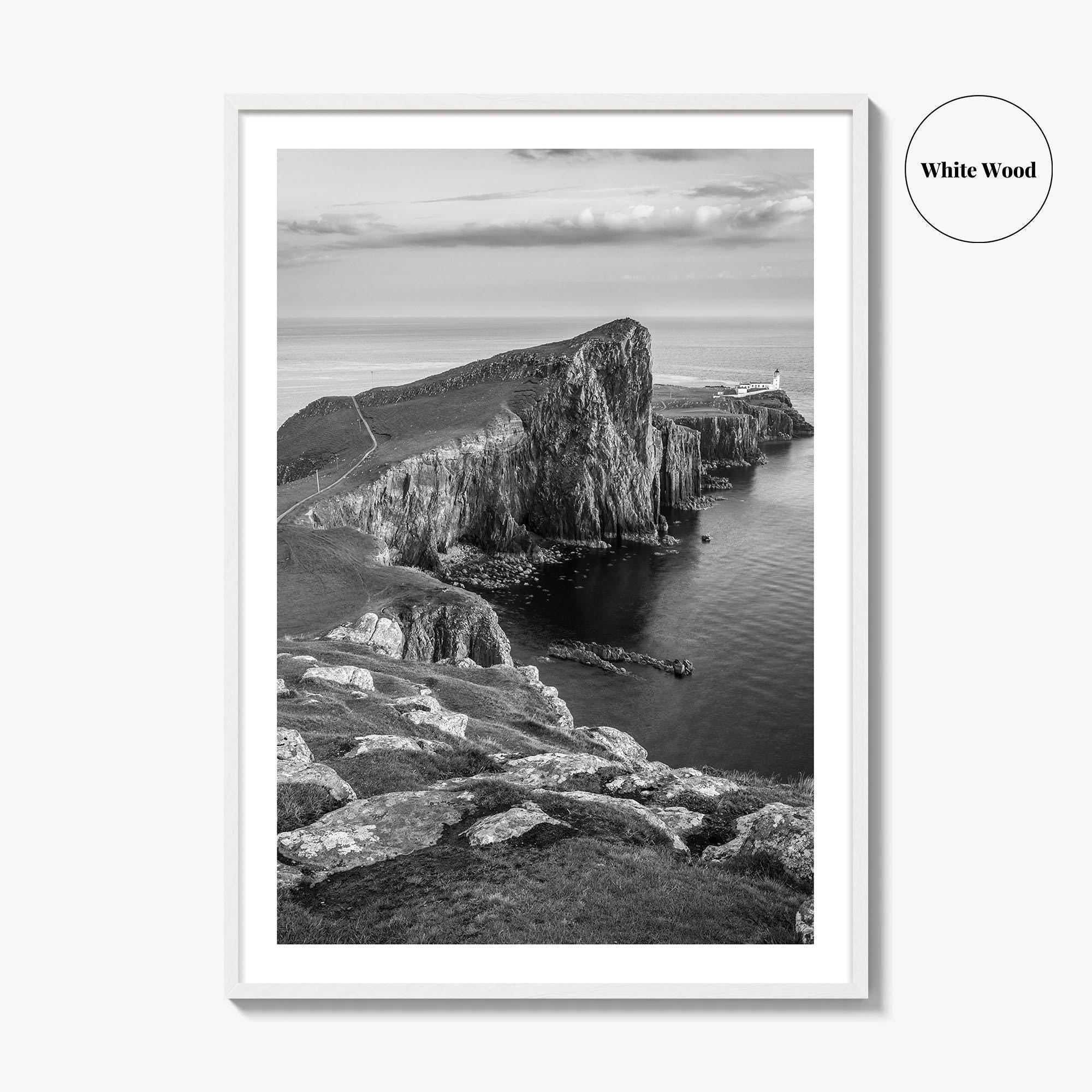 Neist Point Lighthouse Black and White Fine Art Photo Print, Isle of Skye Poster