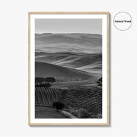 Tuscany Hills Black and White Fine Art Photo Print, Italy Landscape Wall Decor