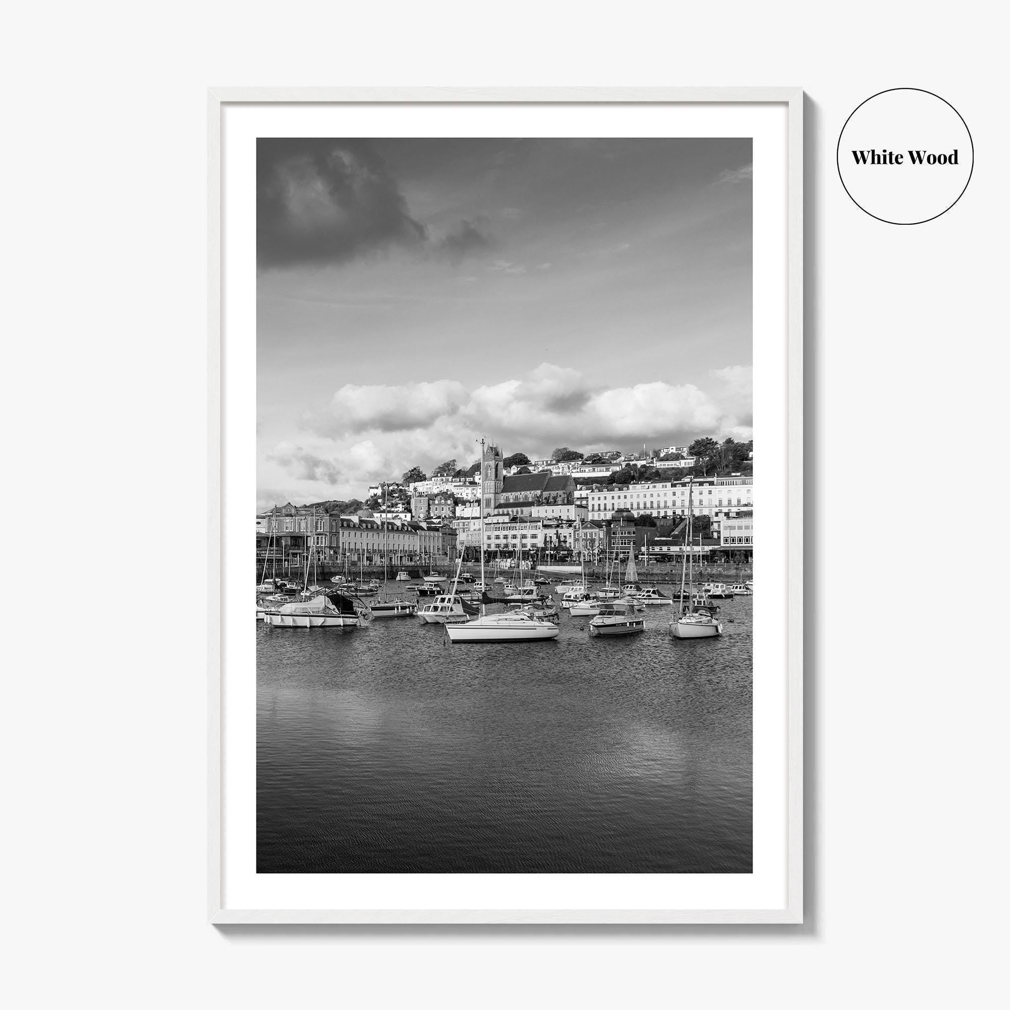 Torquay Black and White Fine Art Photo Print, Inner Harbour Devon England Torbay Poster