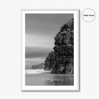 Ballybunion Beach Black and White Fine Art Photo Print, County Kerry Ireland, Cliffs Poster