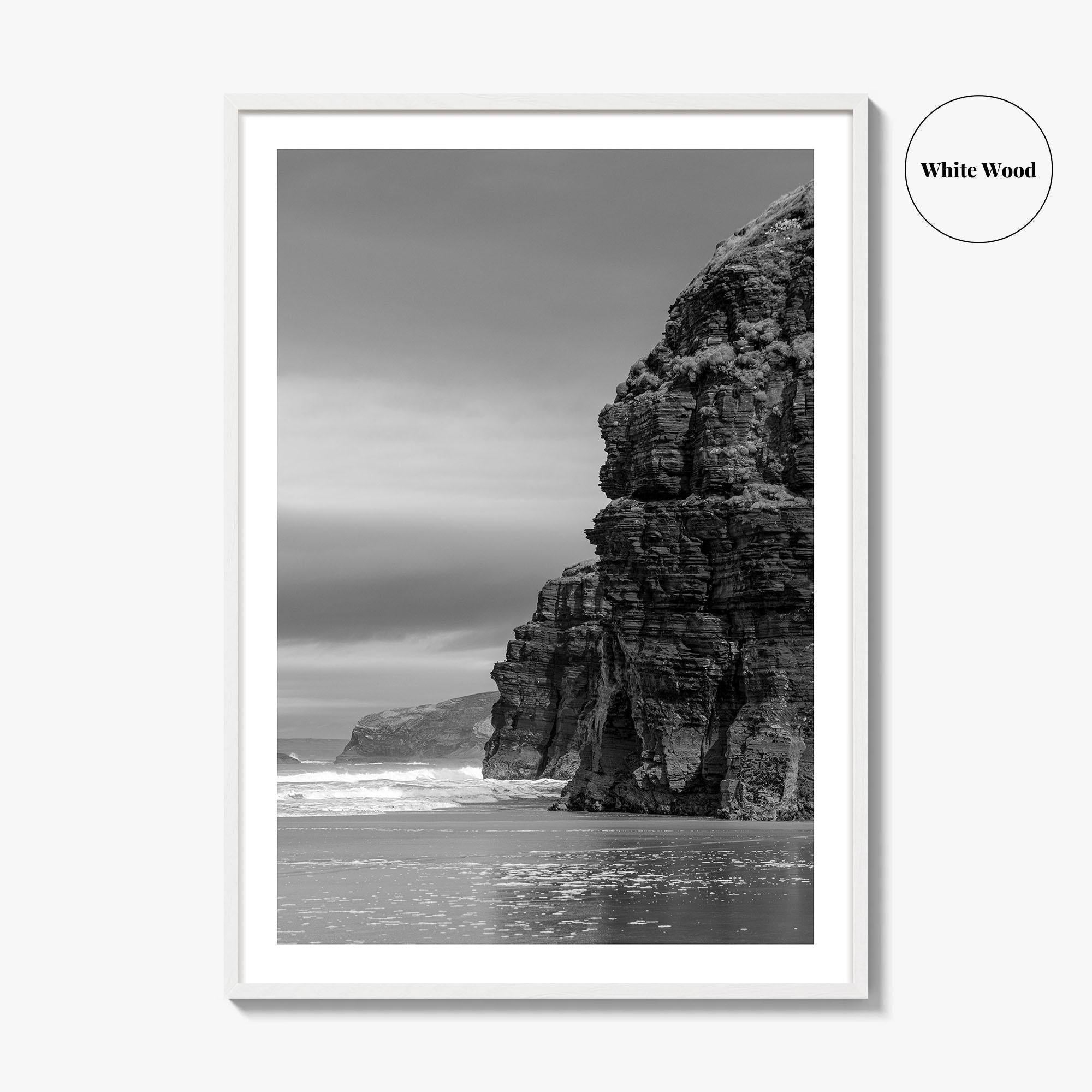 Ballybunion Beach Black and White Fine Art Photo Print, County Kerry Ireland, Cliffs Poster