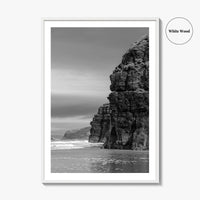 Ballybunion Beach Black and White Fine Art Photo Print, County Kerry Ireland, Cliffs Poster