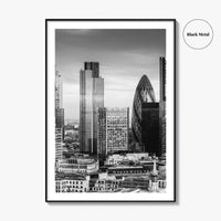 London Skyline Black and White Fine Art Photo Print, England Poster, Financial District
