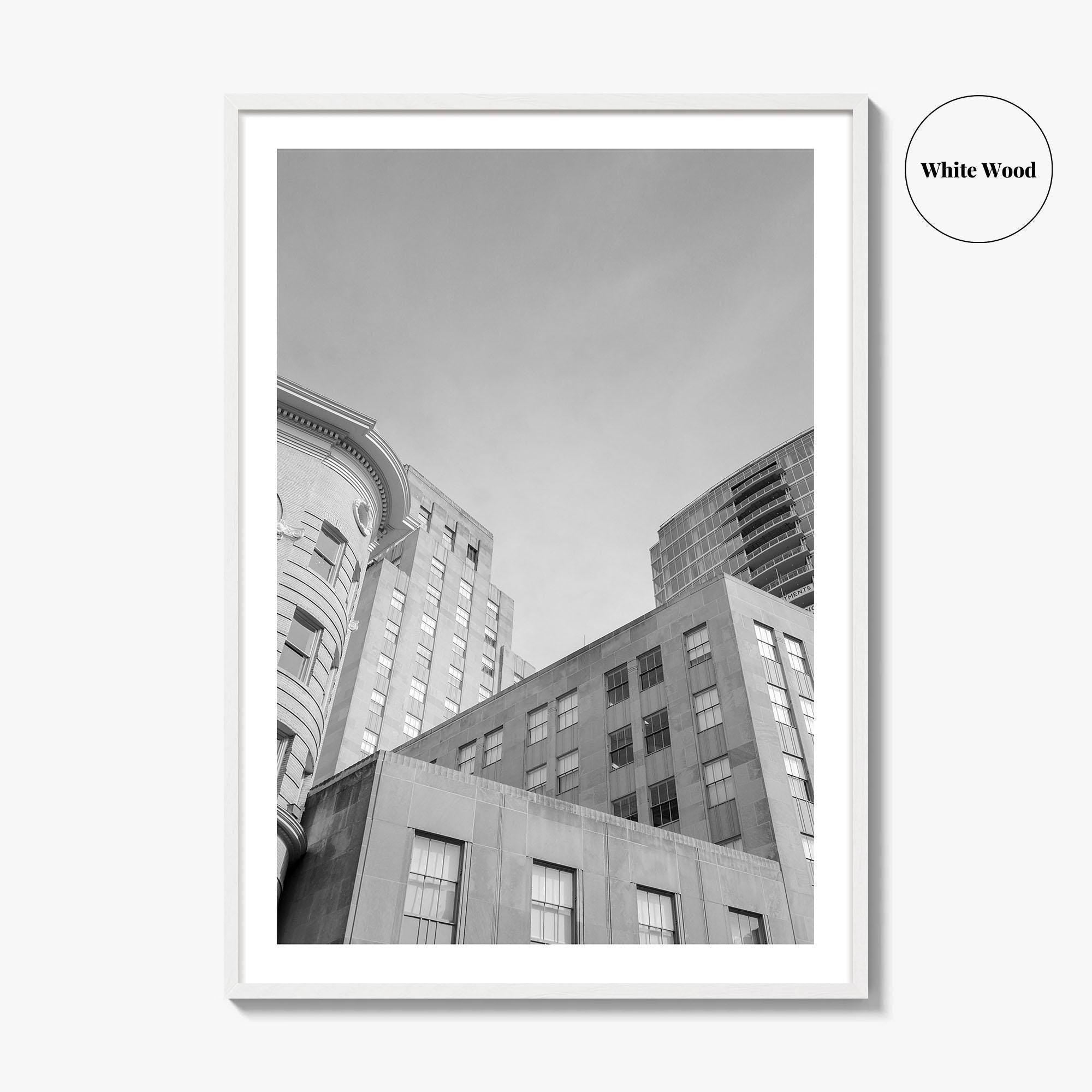 Durham NC Skyline Black and White Fine Art Photo Print, Wall Poster, USA
