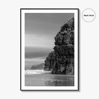 Ballybunion Beach Black and White Fine Art Photo Print, County Kerry Ireland, Cliffs Poster