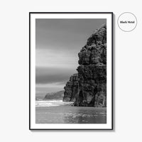 Ballybunion Beach Black and White Fine Art Photo Print, County Kerry Ireland, Cliffs Poster