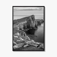 Neist Point Lighthouse Black and White Fine Art Photo Print, Isle of Skye Poster