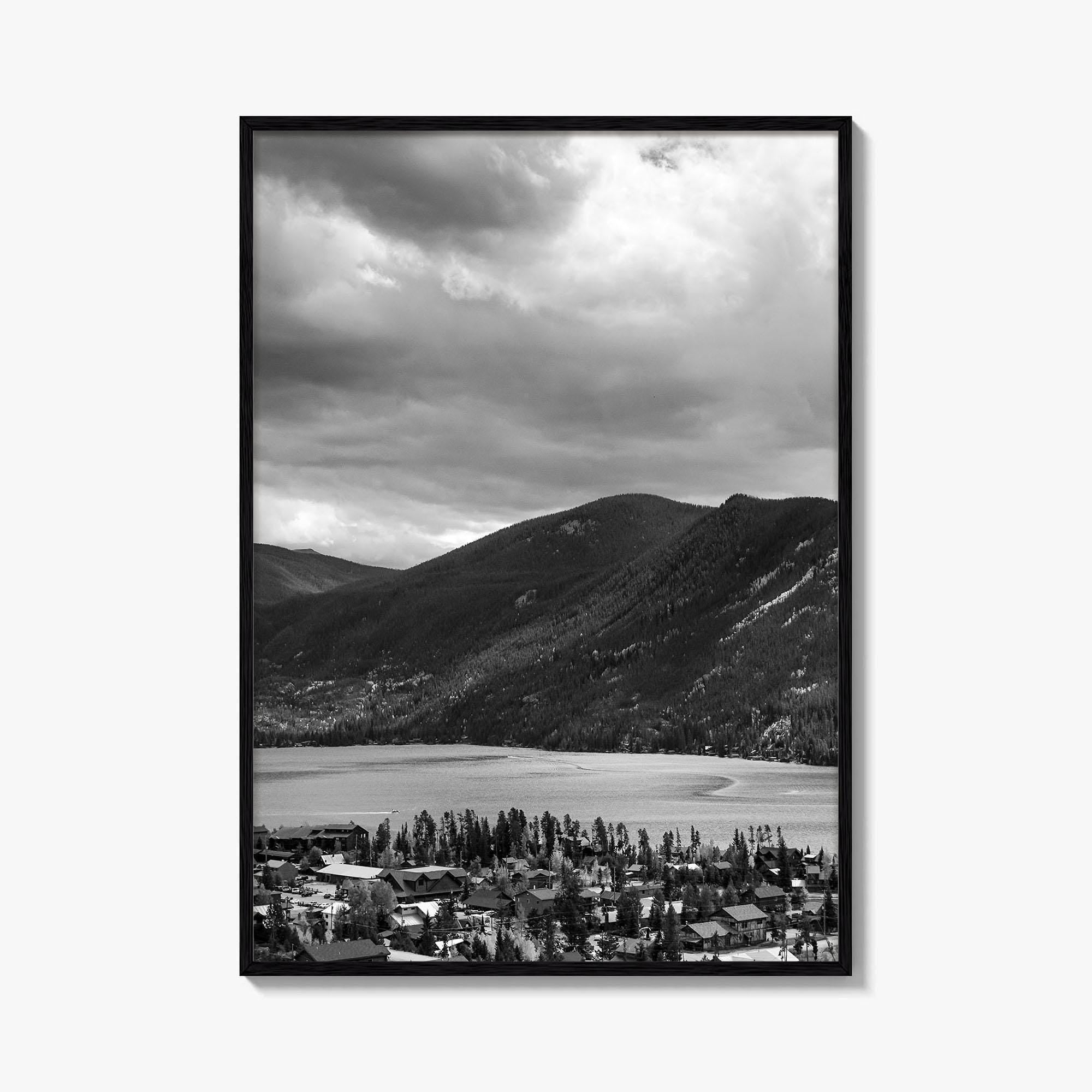 Estes Park Black and White Fine Art Photo Print, Lake Estes, Colorado, RMNP Poster