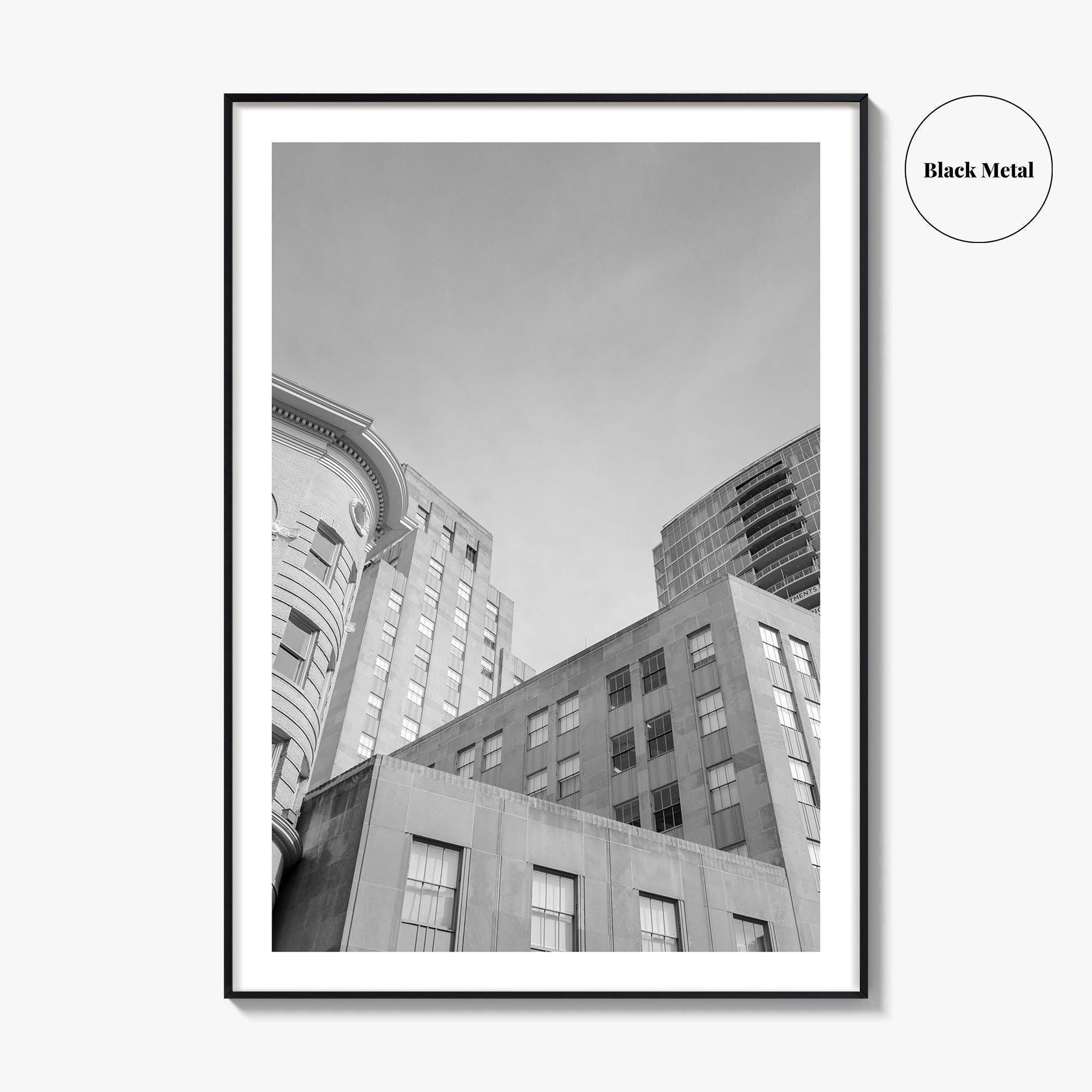 Durham NC Skyline Black and White Fine Art Photo Print, Wall Poster, USA