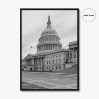 Washington DC Black and White Fine Art Photo Print, US Capitol, Wall Decor Poster