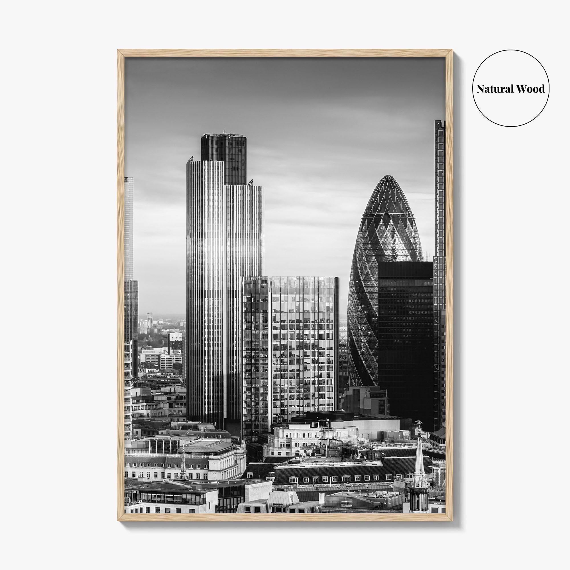 London Skyline Black and White Fine Art Photo Print, England Poster, Financial District