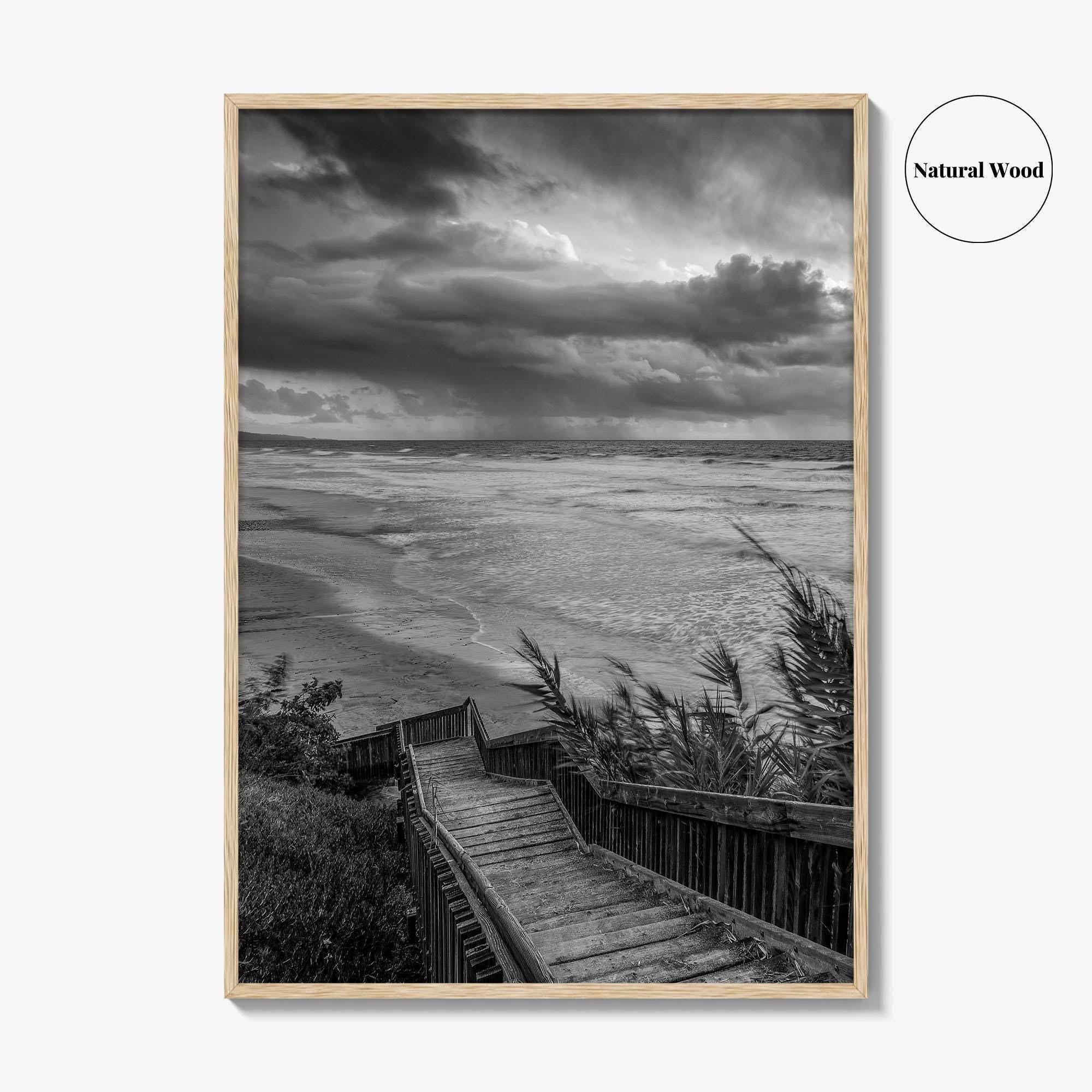 Encinitas Black and White Fine Art Photo Print, San Elijo State Beach, California Poster