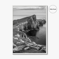 Neist Point Lighthouse Black and White Fine Art Photo Print, Isle of Skye Poster