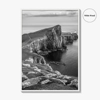 Neist Point Lighthouse Black and White Fine Art Photo Print, Isle of Skye Poster
