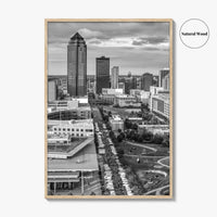 Des Moines Skyline Black and White Fine Art Photo Print, Iowa Poster, United States