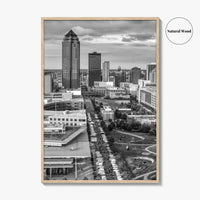 Des Moines Skyline Black and White Fine Art Photo Print, Iowa Poster, United States