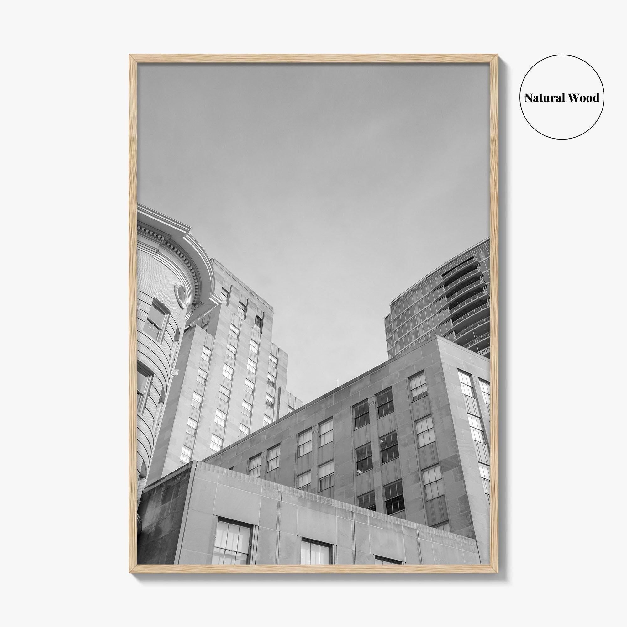 Durham NC Skyline Black and White Fine Art Photo Print, Wall Poster, USA