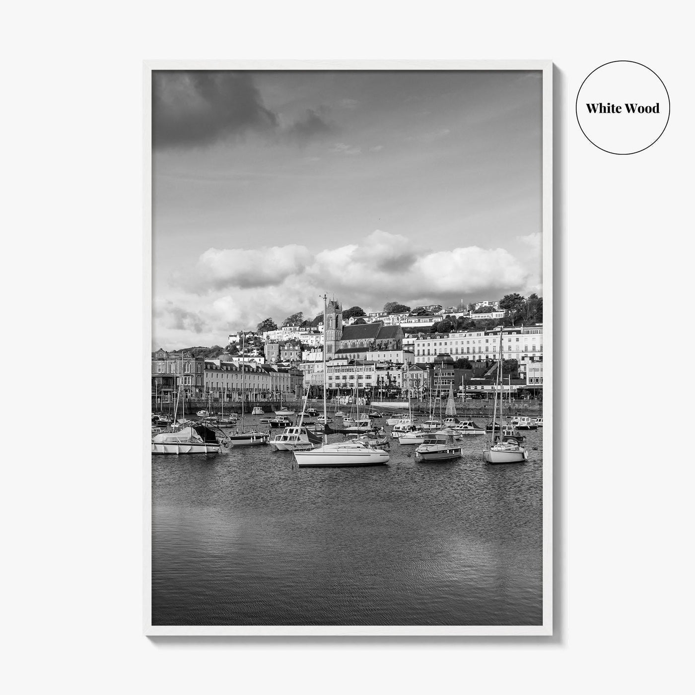 Torquay Black and White Fine Art Photo Print, Inner Harbour Devon England Torbay Poster