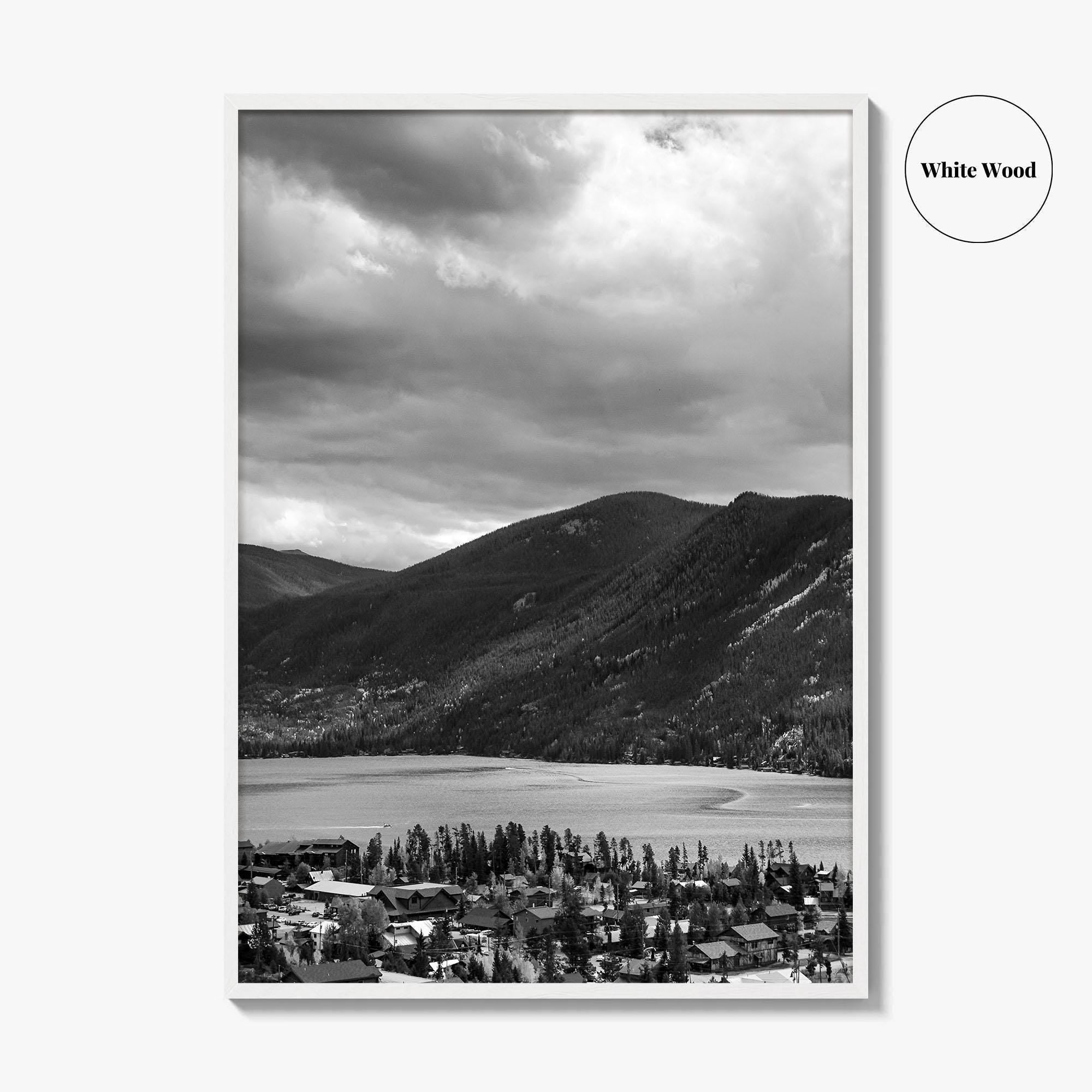 Estes Park Black and White Fine Art Photo Print, Lake Estes, Colorado, RMNP Poster
