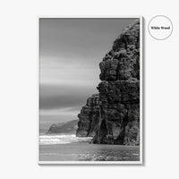 Ballybunion Beach Black and White Fine Art Photo Print, County Kerry Ireland, Cliffs Poster