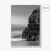 Ballybunion Beach Black and White Fine Art Photo Print, County Kerry Ireland, Cliffs Poster
