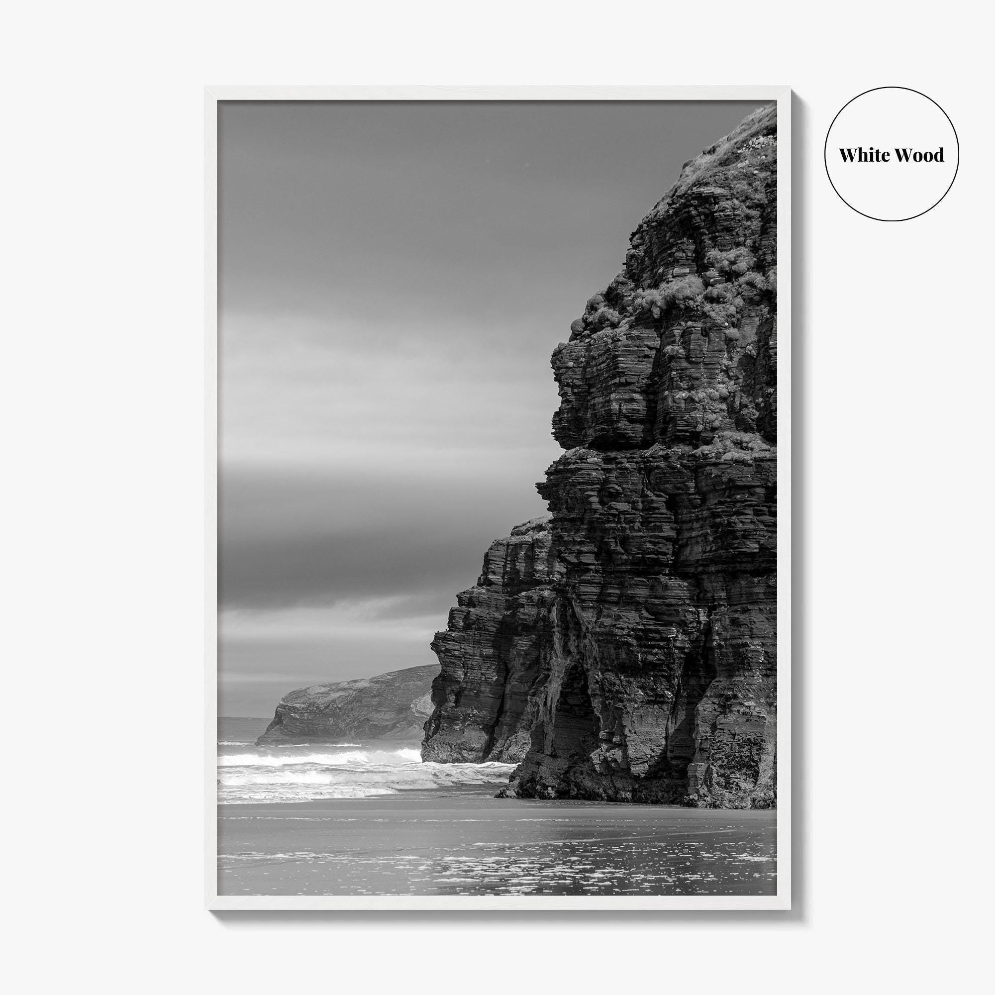 Ballybunion Beach Black and White Fine Art Photo Print, County Kerry Ireland, Cliffs Poster