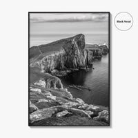 Neist Point Lighthouse Black and White Fine Art Photo Print, Isle of Skye Poster