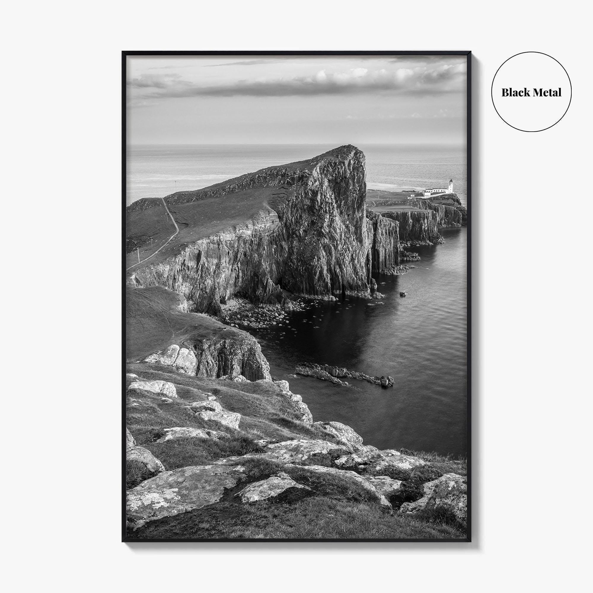 Neist Point Lighthouse Black and White Fine Art Photo Print, Isle of Skye Poster