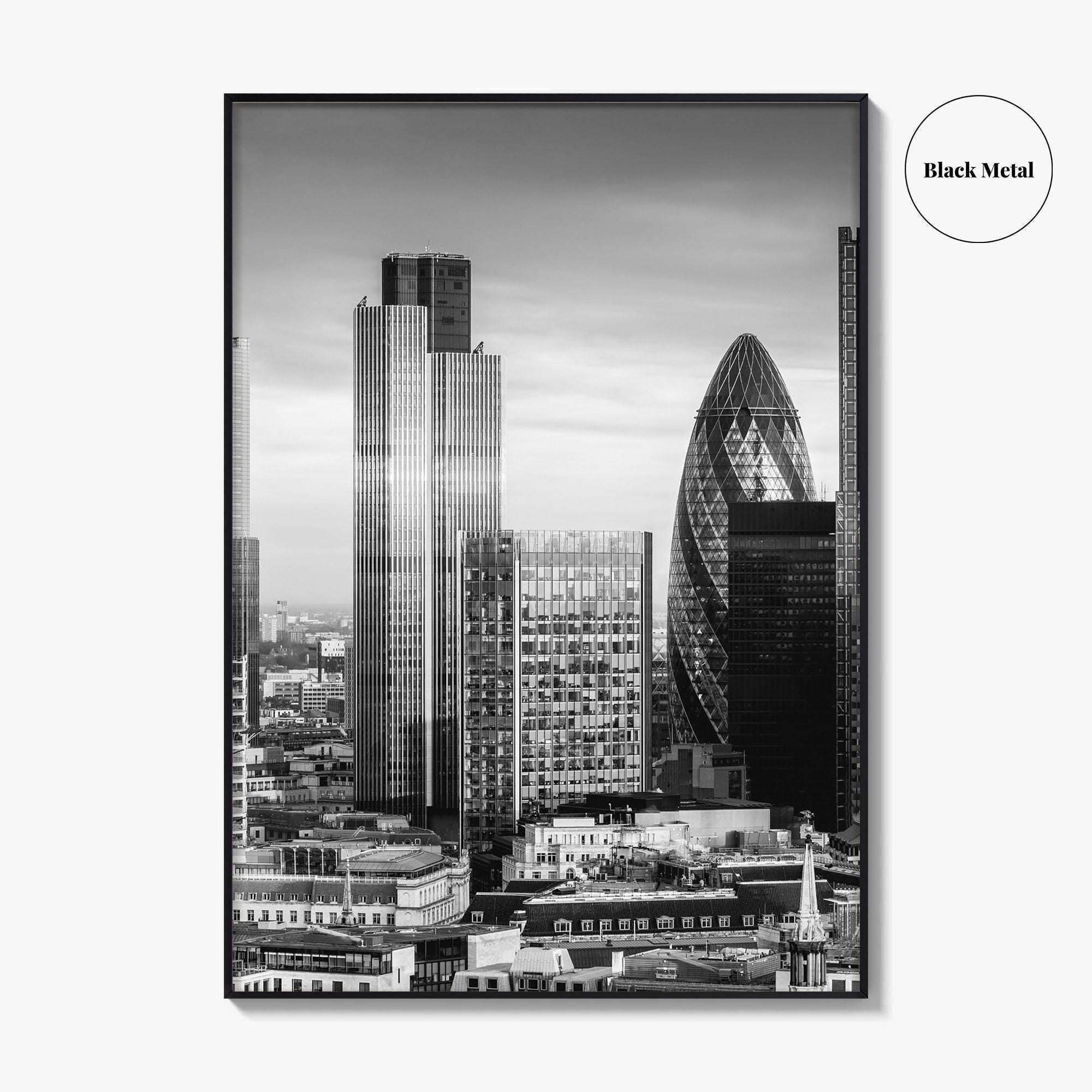 London Skyline Black and White Fine Art Photo Print, England Poster, Financial District