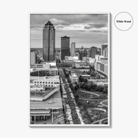Des Moines Skyline Black and White Fine Art Photo Print, Iowa Poster, United States