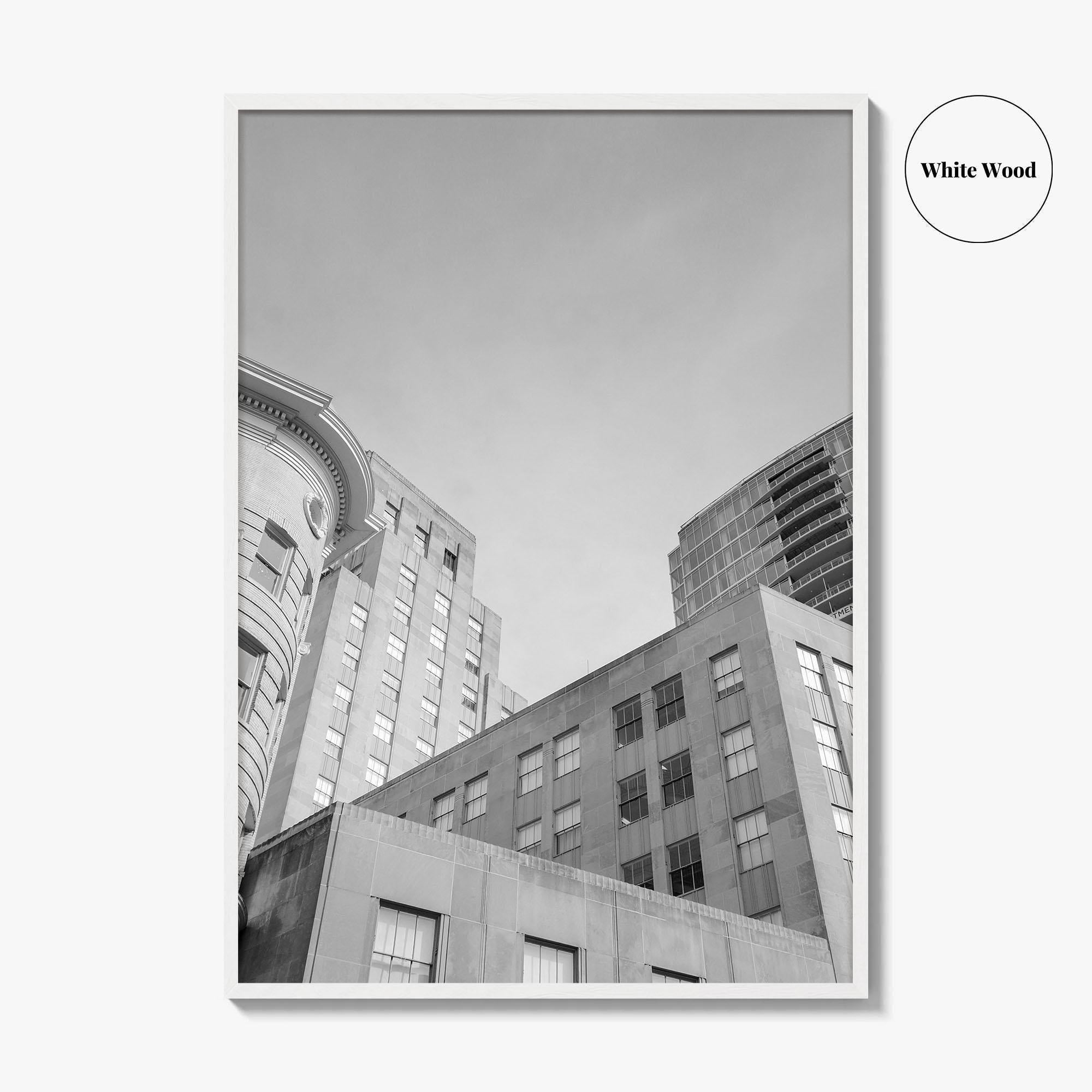 Durham NC Skyline Black and White Fine Art Photo Print, Wall Poster, USA