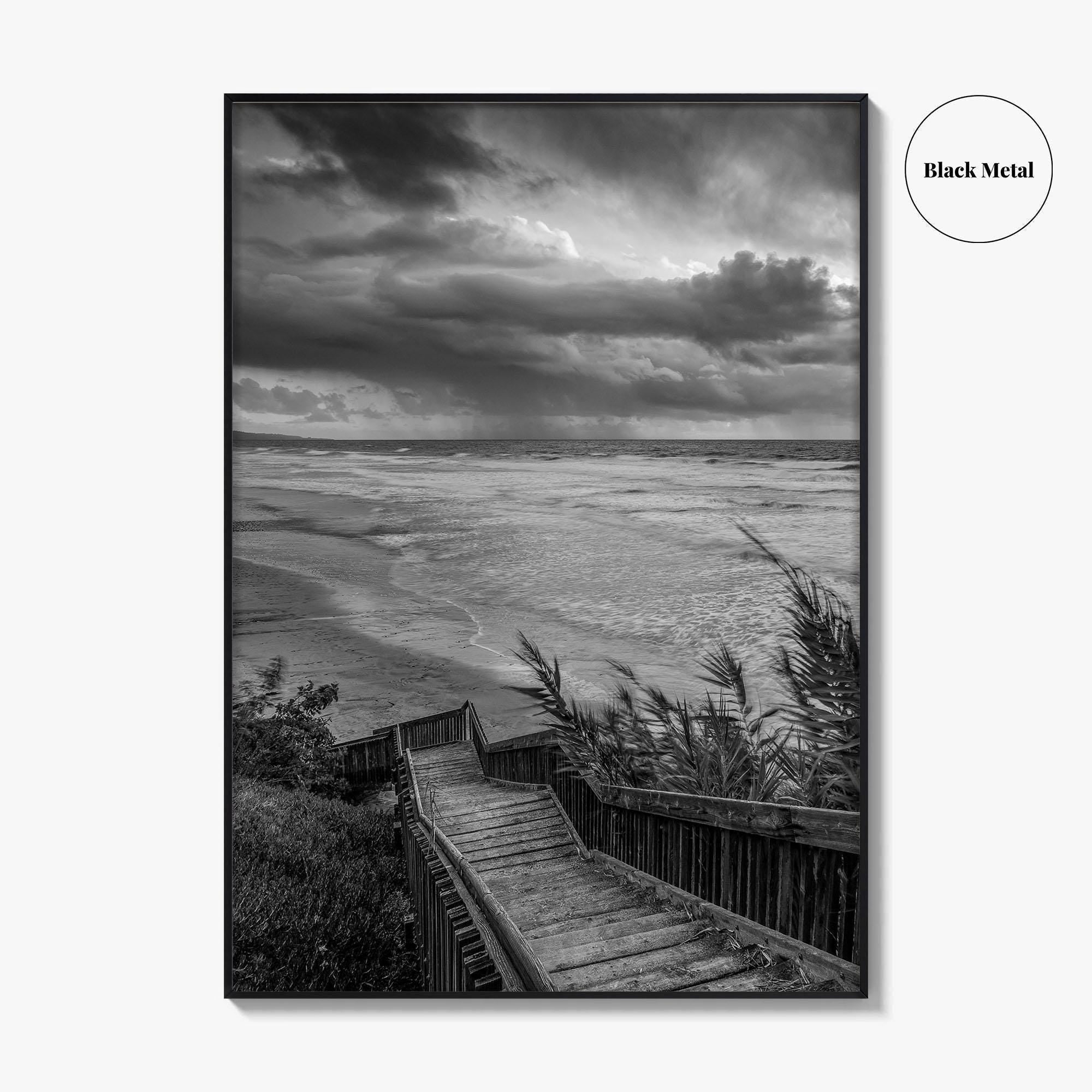 Encinitas Black and White Fine Art Photo Print, San Elijo State Beach, California Poster