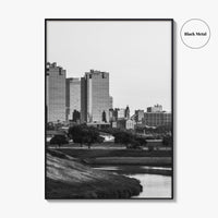 Fort Worth Skyline Black and White Fine Art Photo Print, Trinity River Texas Poster