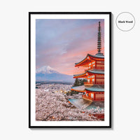 Fujiyoshida Fine Art Photo Print, Chureito Pagoda, Mount Fuji, Japan, Cherry Blossoms