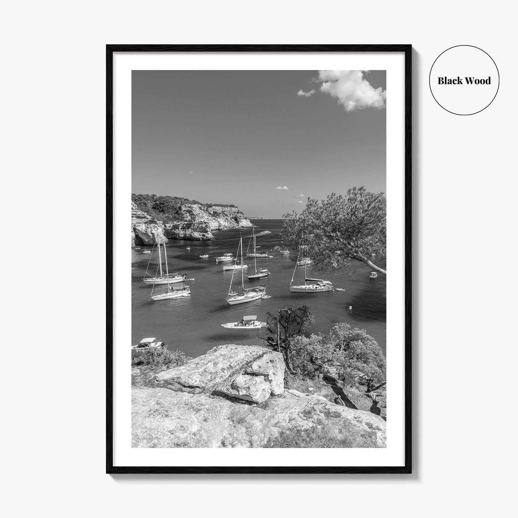 Cala Macarella Black and White Fine Art Photo Print, Seascape Menorca Balearic Islands Spain