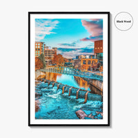 Greenville Skyline Fine Art Photo Print, Reedy River, SC, USA, Poster