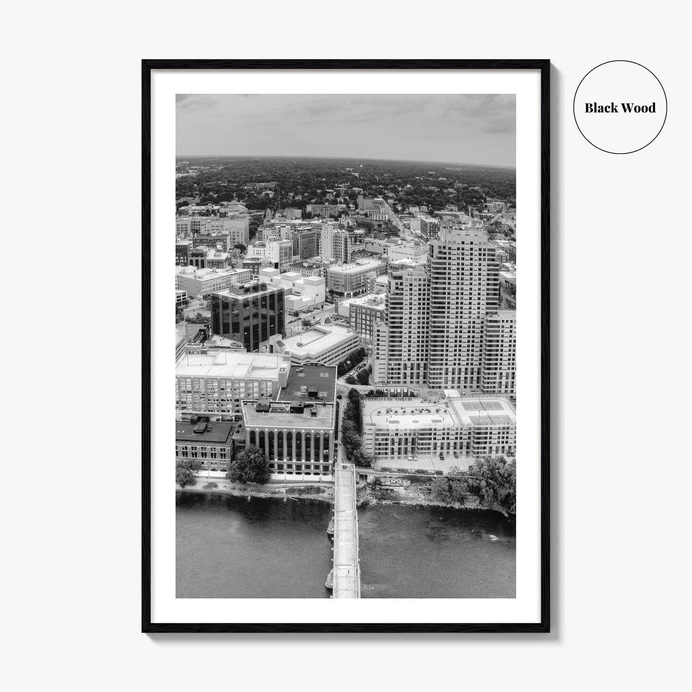 Grand Rapids Black and White Fine Art Photo Print, Michigan City Poster