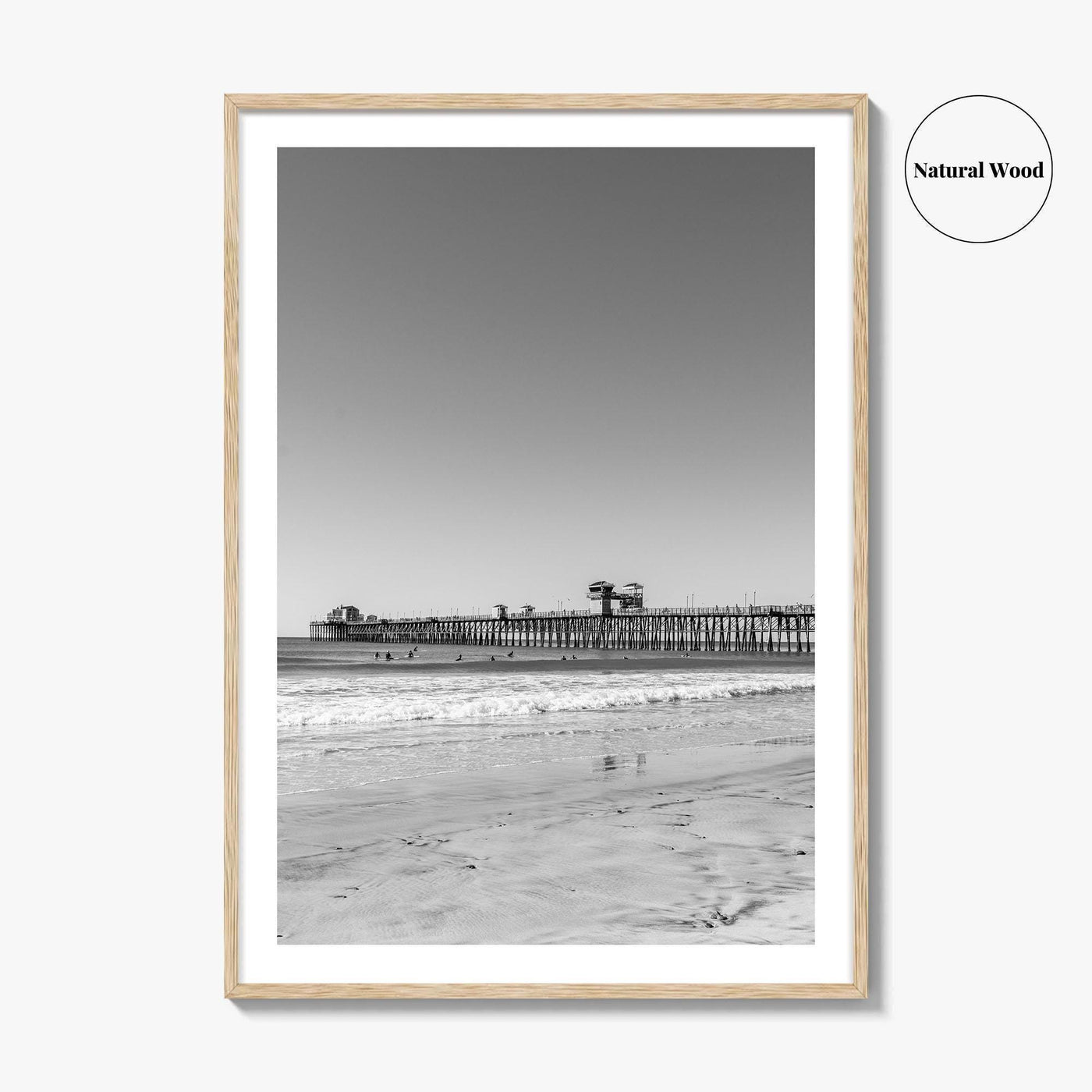 Imperial Beach Black and White Fine Art Photo Print, San Diego California, Pier Poster