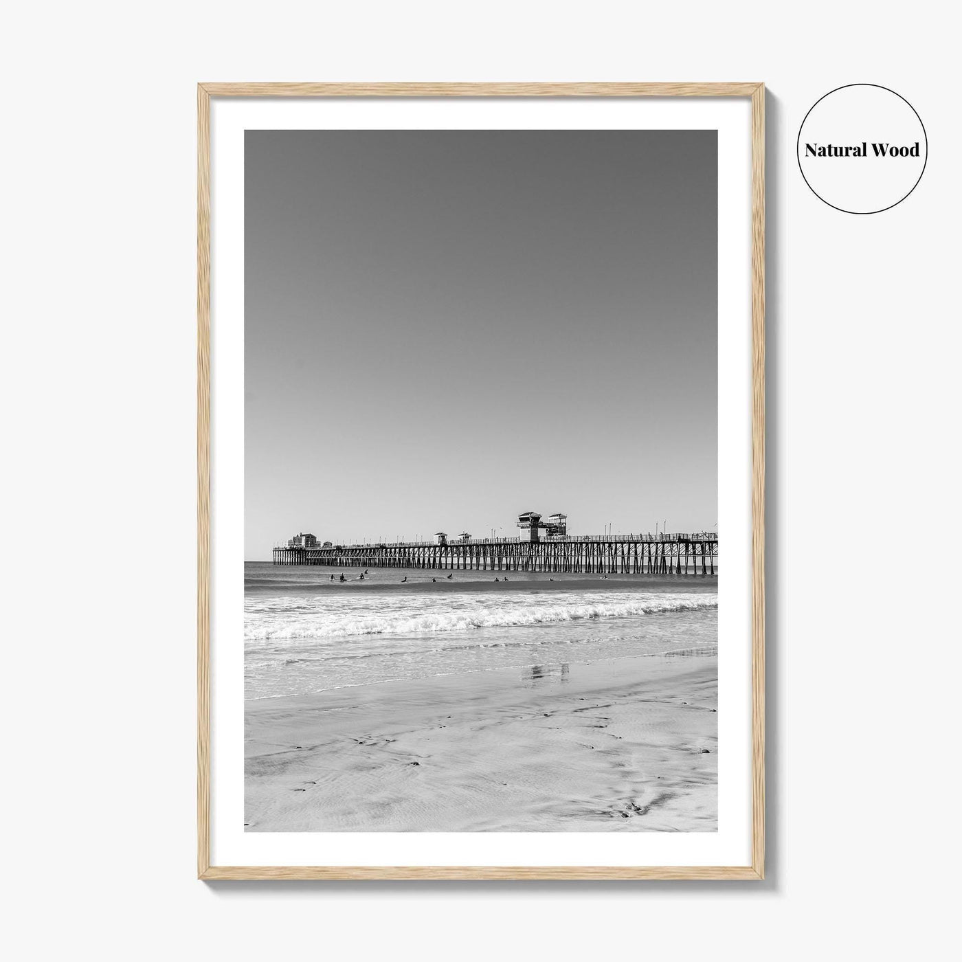 Imperial Beach Black and White Fine Art Photo Print, San Diego California, Pier Poster